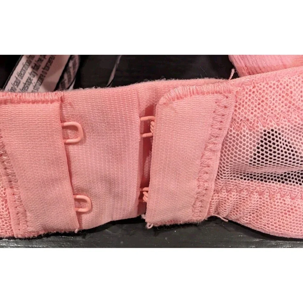Victoria's Secret 38DD Sexy Lace Push Up Bra Pink Flower mesh underwire NWOT